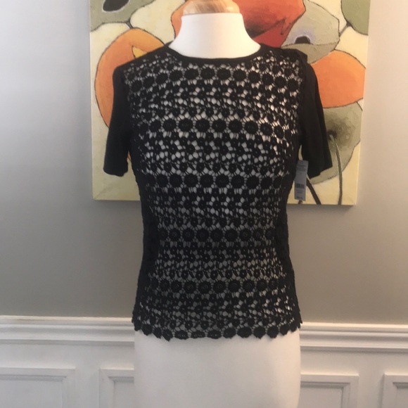 NWT Lord & Taylor front crochet & solid back shirt - Picture 1 of 5
